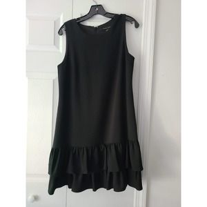 Cynthia Steffe Macara Black Ruffle Hem Shift Dress